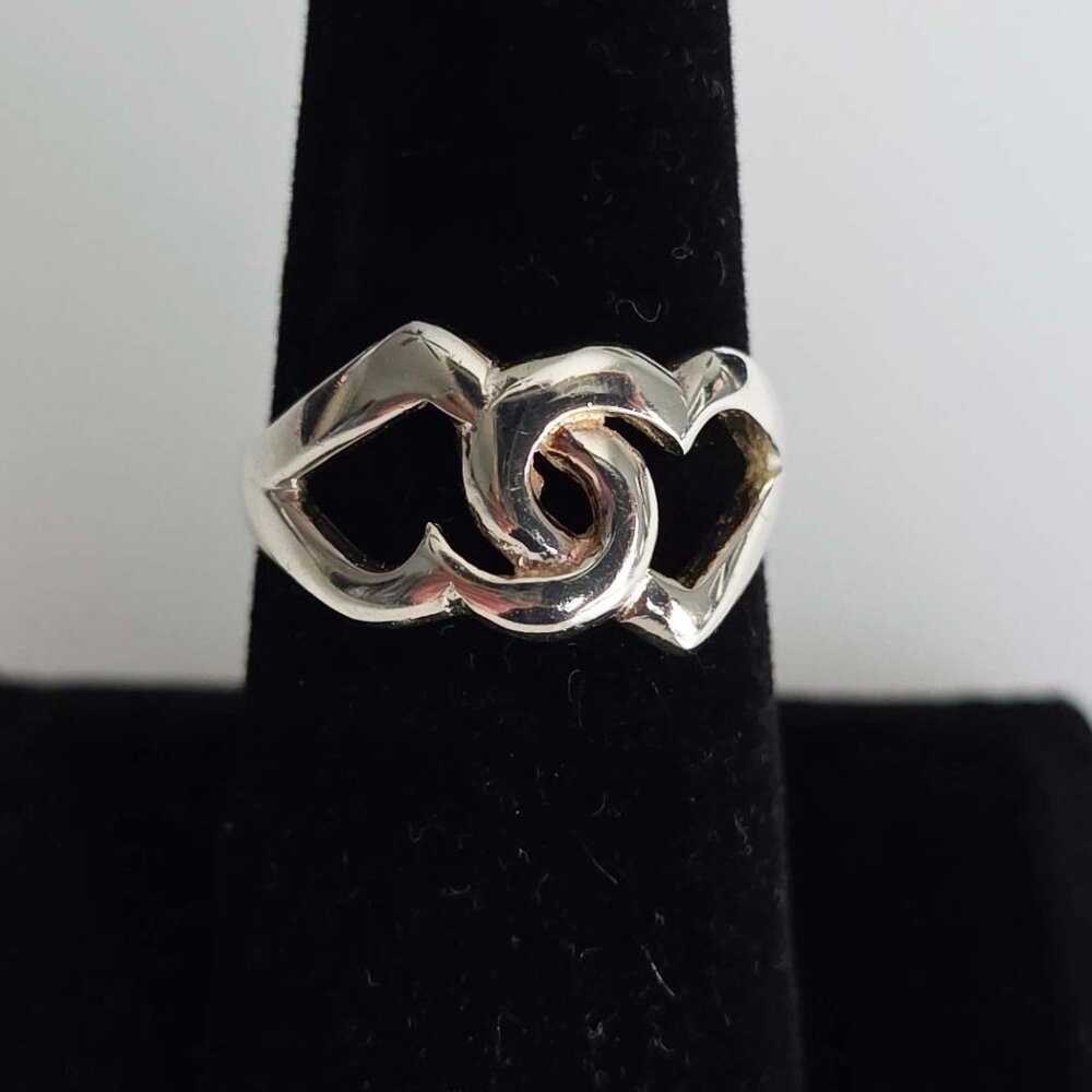 Sterling Silver Linked Hearts Ring - image 3